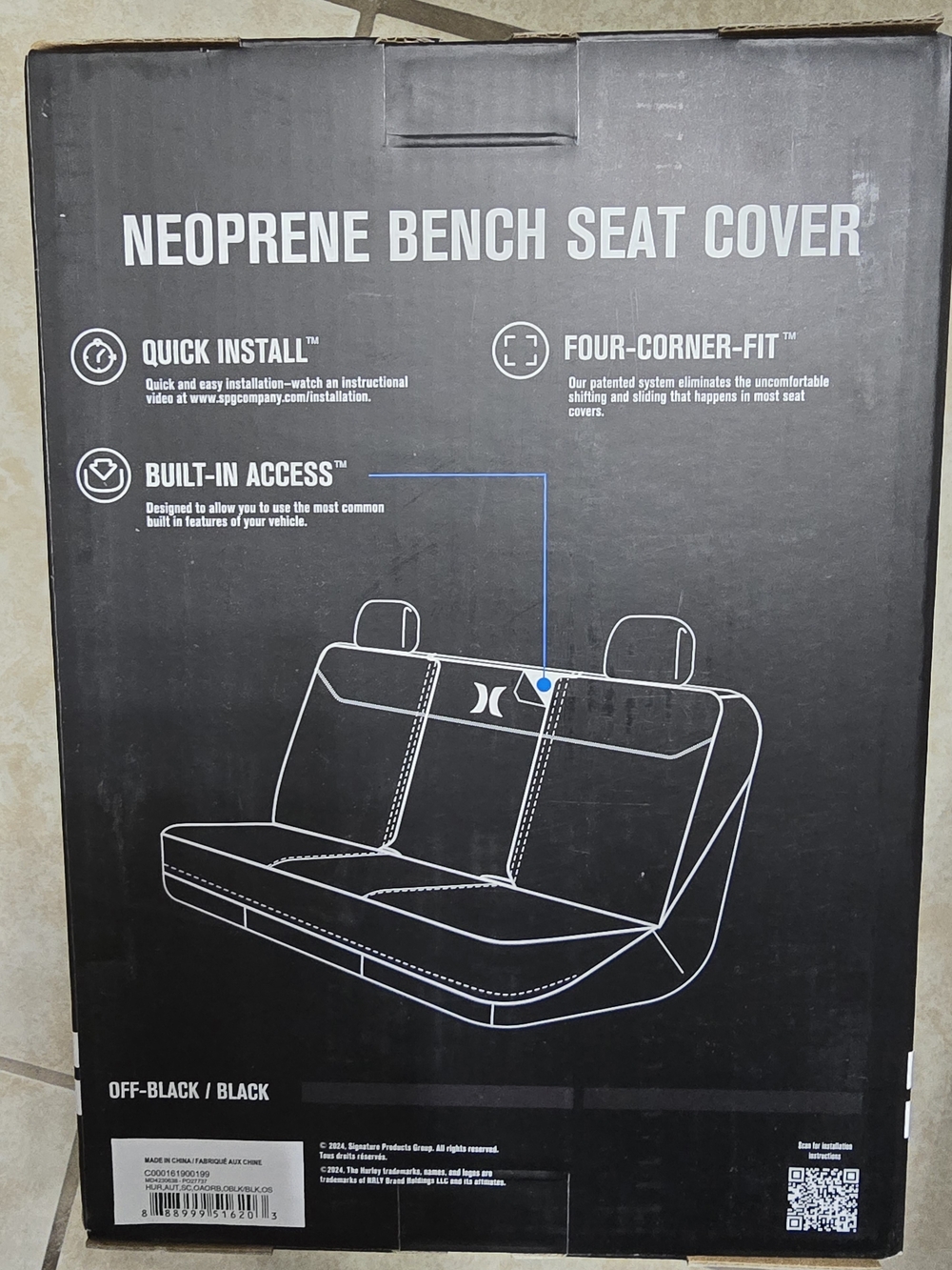 Hurley Black Neoprene Bench Seat Cover - Picture 2 of 5